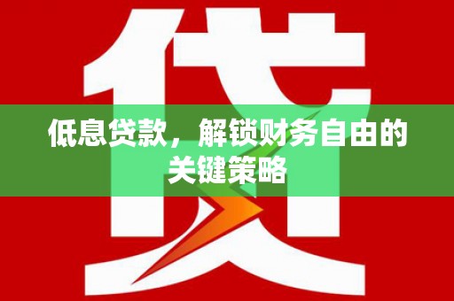 溆浦低息贷款，解锁财务自由的关键策略