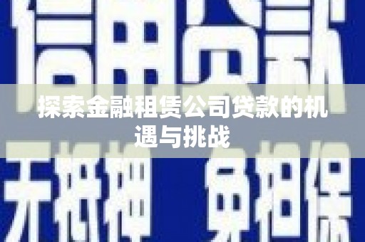 溆浦探索金融租赁公司贷款的机遇与挑战