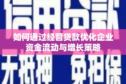 溆浦如何通过经营贷款优化企业资金流动与增长策略