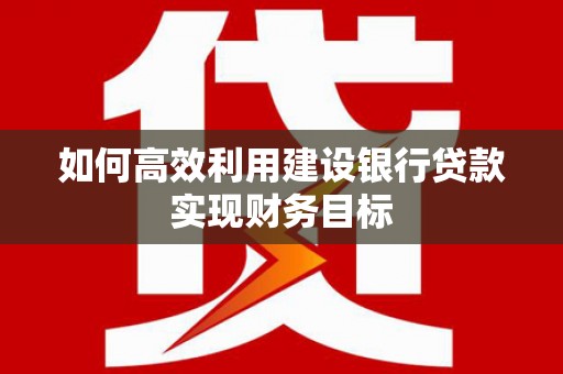 溆浦如何高效利用建设银行贷款实现财务目标
