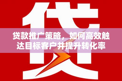 溆浦贷款推广策略，如何高效触达目标客户并提升转化率