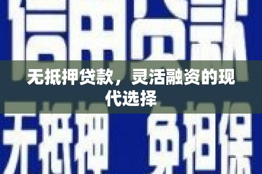 溆浦无抵押贷款，灵活融资的现代选择