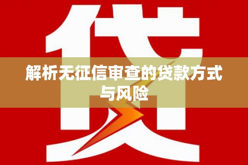 溆浦解析无征信审查的贷款方式与风险